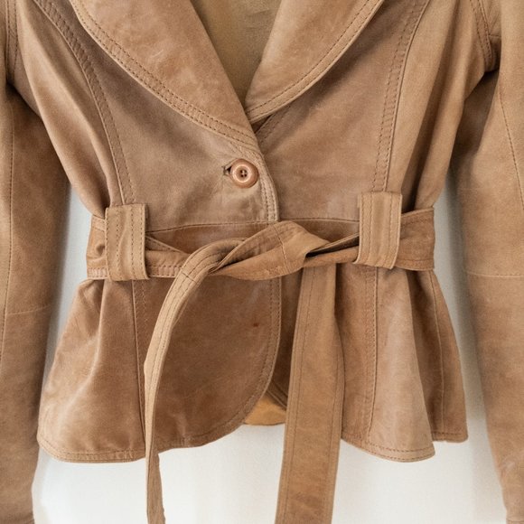 Soia & Kyo Tie Waist Leather Jacket - Picture 4 of 9